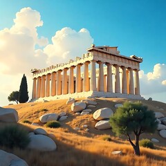 Parthenon ruins under a clear sky high resolution image