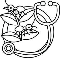 A cartoon of a bug doctor with a bug on his head