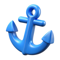 3D Render: Blue Anchor Icon