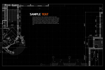 Architectural background. Building construct plan. Interior design sketch draw. Home floor architect pattern. Office reconstruction project. Abstract technology illustration. Vector blueprint.