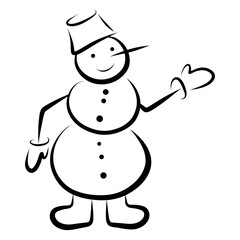 Snowman Sketch, Winter Snow Figure Doodle
