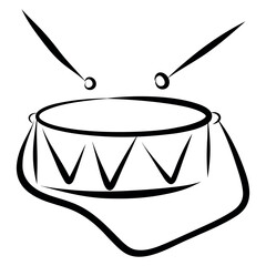 Drum Sketch, Percussion Instrument Illustration, Marching Drum Doodle