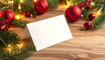 Obraz premium Greeting Card Blank Mockup with a Christmas Decor