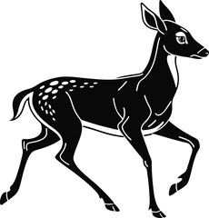 Obraz premium black silhouette vector of deer running side profile minimal vector