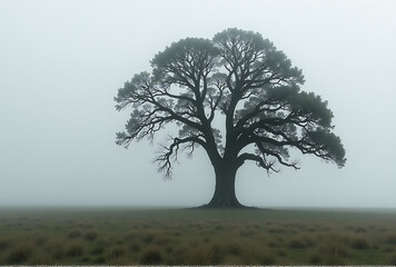 lonely tree in the fog