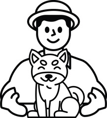 A man is holding a dog