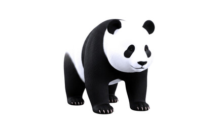 Naklejka premium adorable 3d panda model cartoonish charm, peaceful pose, perfect for childrens projects, isolated on transparent background