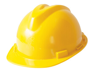 Isolated yellow safety helmet on white background with clipping path.