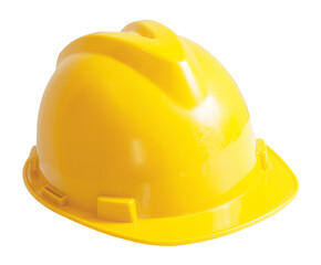 Isolated yellow safety helmet on white background with clipping path.