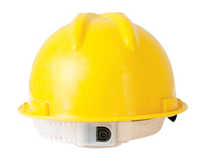 Isolated yellow safety helmet on white background with clipping path.
