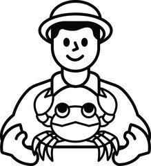 A man is holding a crab in his hand