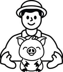 A man is holding a pig and smiling