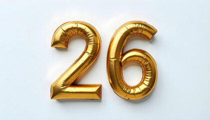 26 Number air inflatable balloon isolated on white background