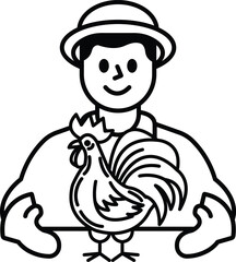 A man is holding a chicken