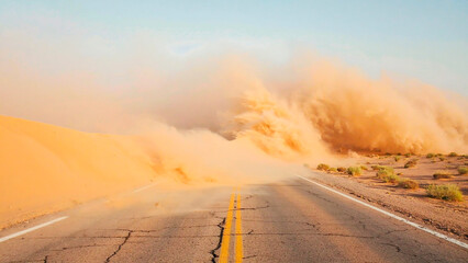 Sandstorm on the road.