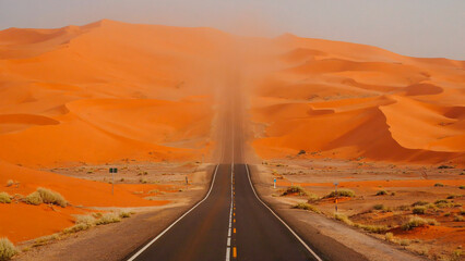 Sandstorm on the road.