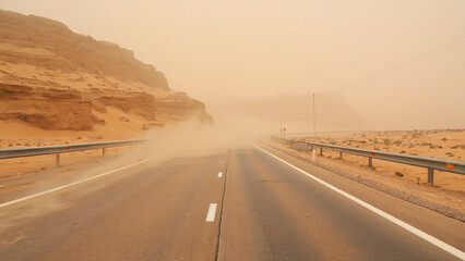 Sandstorm on the road.