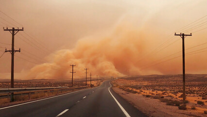 Sandstorm on the road.
