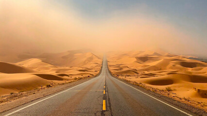 Sandstorm on the road.