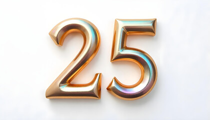 25 Number air inflatable balloon isolated on white background