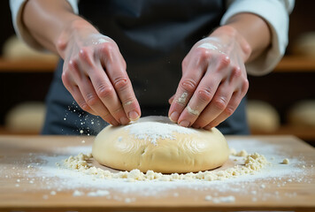 woman kneading dough