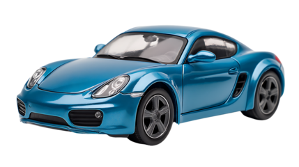 Blue sports car toy isolated on transparent background