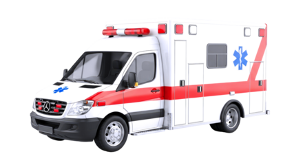 emergency response realistic 3d ambulance model for urgent simulations, isolated on transparent background
