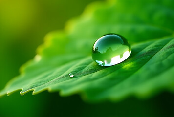 water drops on green leaf
