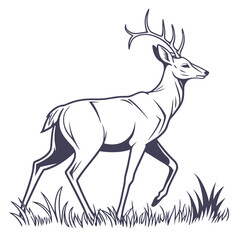 flat vector of deer looking back silhouette minimal clean vector