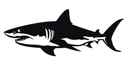 Fototapeta premium shark vector silhouette on white background