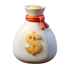 3D Render: White Money Bag with Dollar Sign