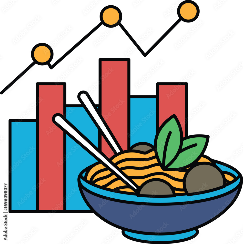 Poster A bowl of food with a line graph and a few circles