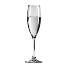 Clear champagne flute with liquid