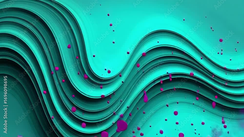 Poster abstract flowing waves background with pink splash motion graphic animation design art 3d render