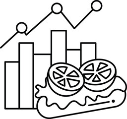 A black and white drawing of a sandwich with two slices of tomato on top