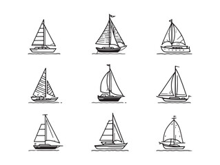 Sailboat sailing yacht sea vector illustration