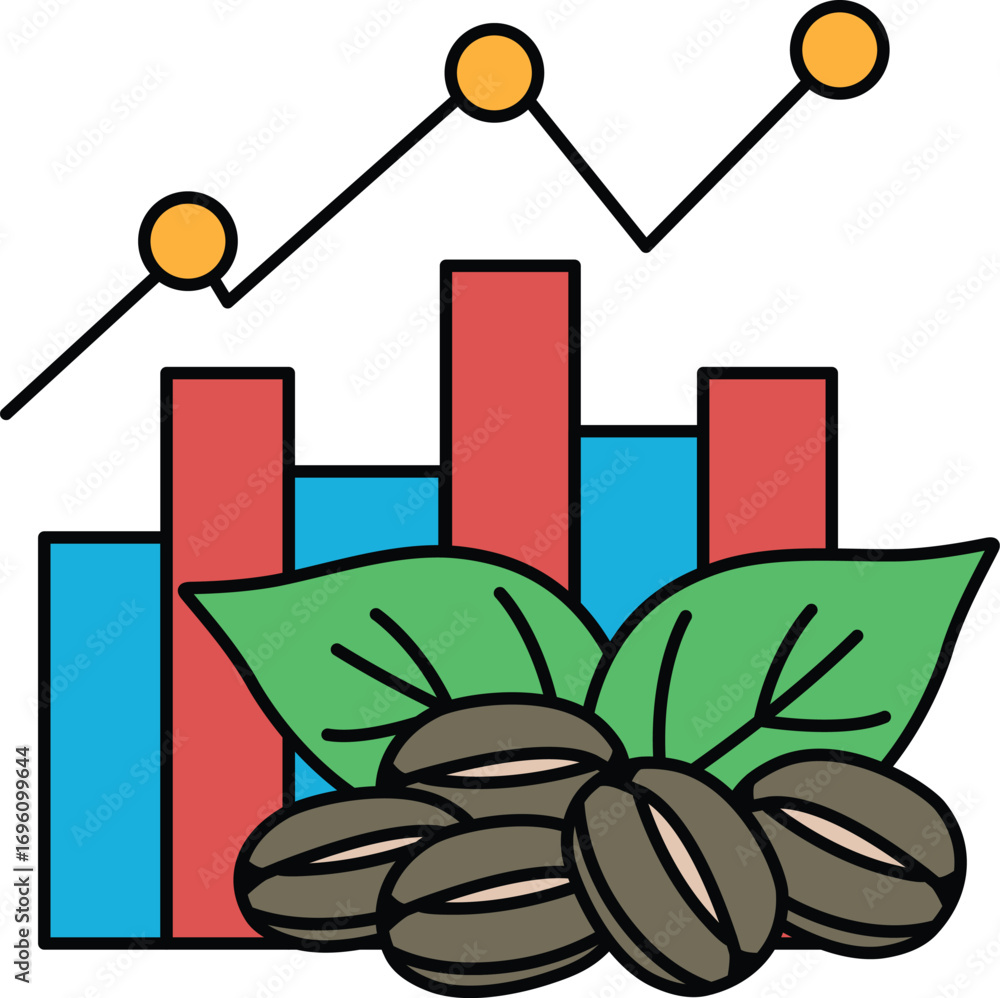 Poster a graph with three lines and a leaf on top