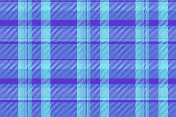 Idyllic vector pattern check, row tartan texture fabric. Hunter background seamless plaid textile in cyan and indigo colors.