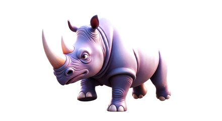Obraz premium grumpy rhino 3d model cartoon beast for animation, games, and childrens projects, isolated on transparent background