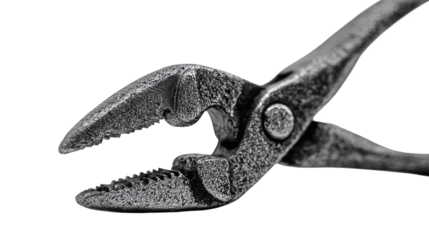 Extreme Close-up of Pliers Jaws, Black and White