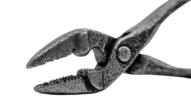 Extreme Close-up of Pliers Jaws, Black and White - Powered by Adobe