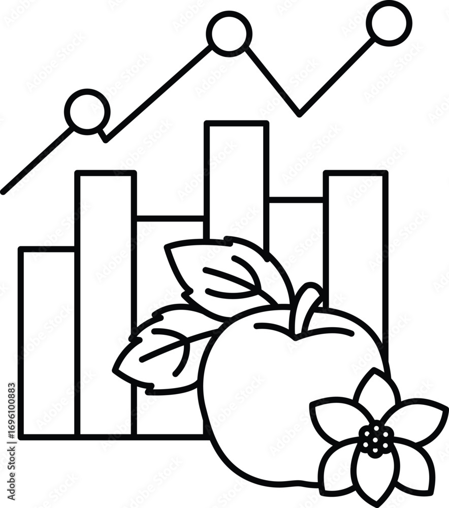 Poster a black and white drawing of a graph with a line going up and a line going down