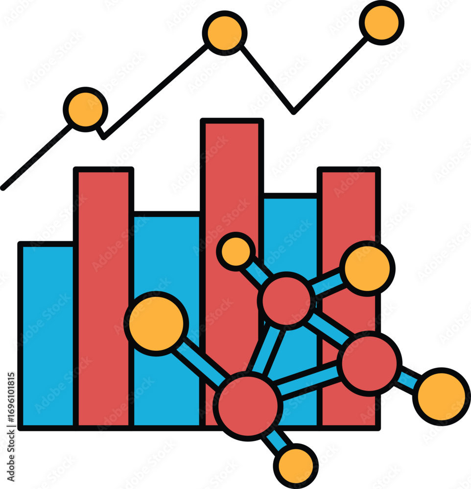 Poster a graph with a bunch of dots and lines is shown