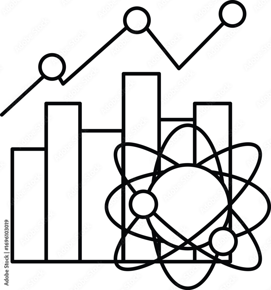 Poster a graph with a bunch of circles and lines is drawn on a black background