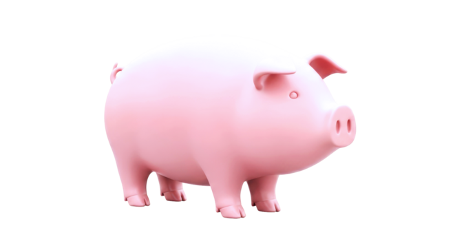 adorable 3d pink piggy bank model delightful savings animation asset, isolated on transparent background