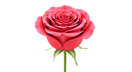 Fototapeta premium 3d model single pink rose, elegant bloom, realistic botanical beauty, isolated on transparent background