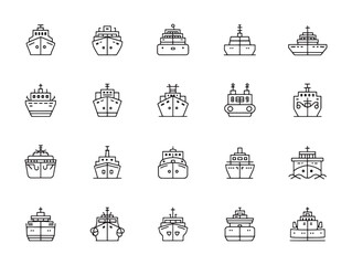 Ship creative nautical thin outline icons