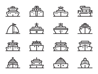 Ship modern linear shipping icon pack