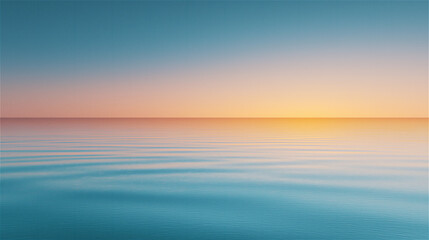 Fototapeta premium Calm sea horizon with gentle sunset gradient sky, symbolizing peace, meditation, balance, relaxation and natural minimal concept with wide copy space for design.