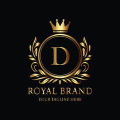 Naklejka premium Golden Royal Brand Logo with Crown and Letter D